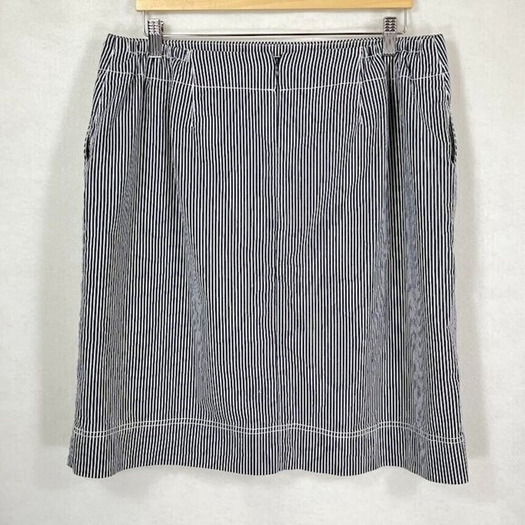 Talbots Woman Striped Side Elastic Knee Length Nautical Sailor Skirt 14W - Picture 3 of 6
